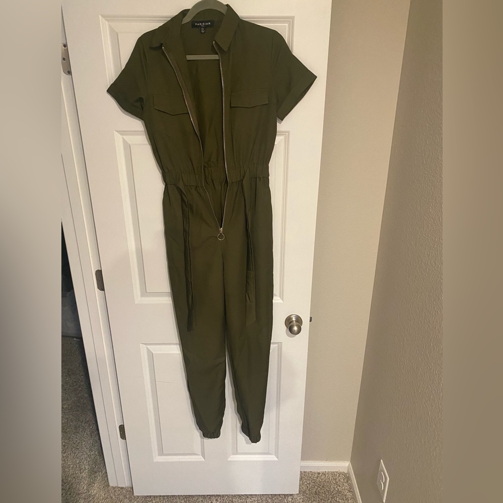 Parisian Tall olive green jumpsuit US 4